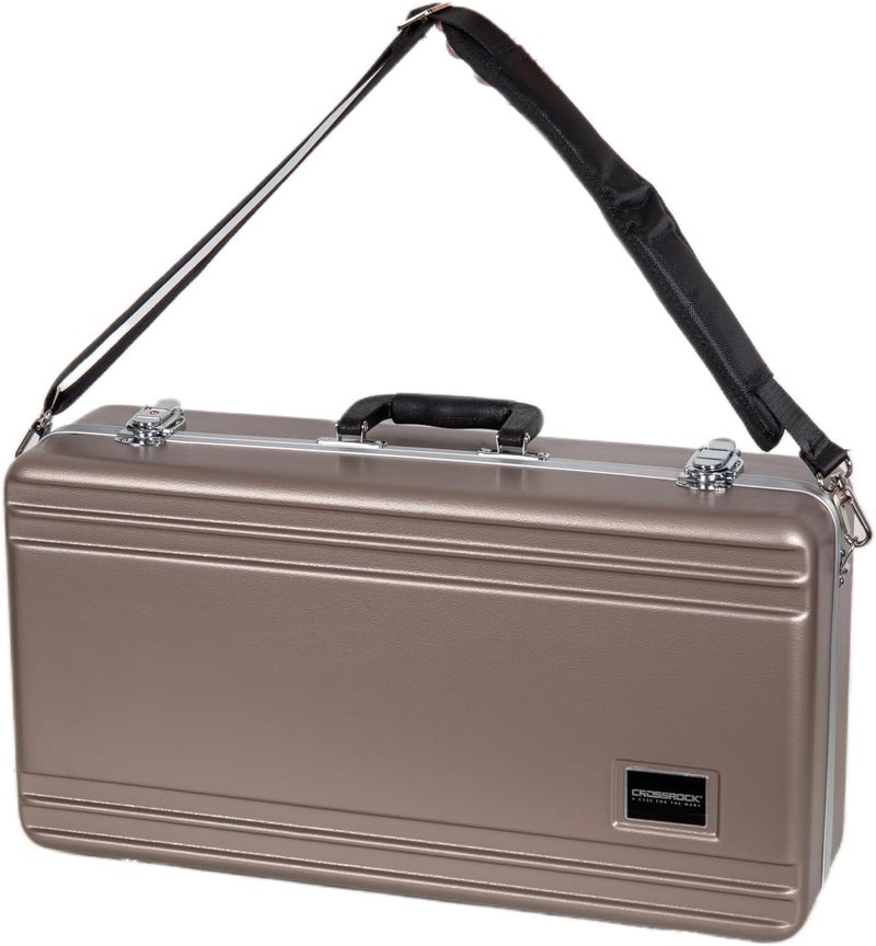 Crossrock ABS Trumpet Case for Bb Horn | Champagne Finish, Burgundy Velvet Interior, Security Lock, Metal Feet & Detachable Strap - Image 4